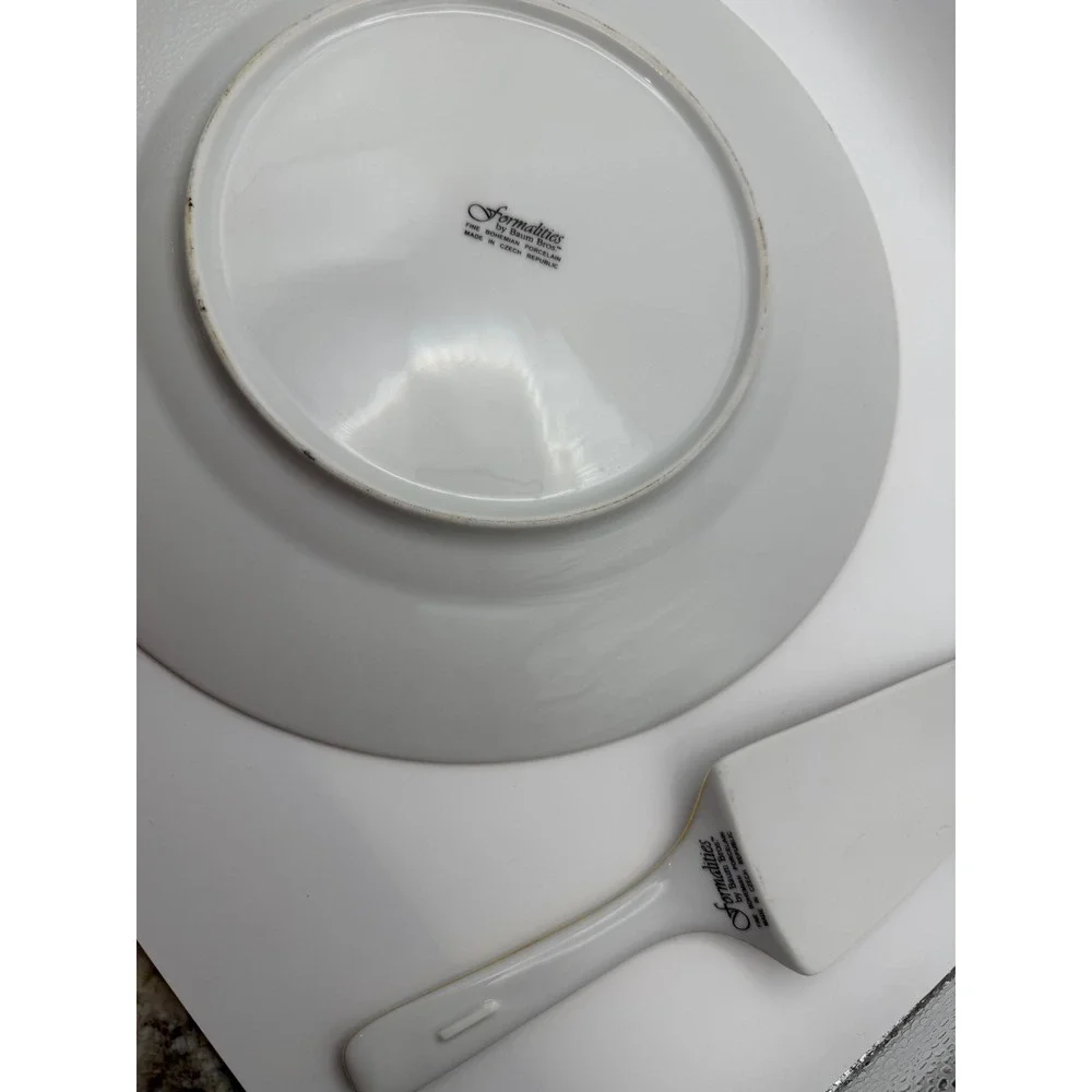Formalities by Baum Bros Bohemian Porcelain Cake Plate & Server Set Floral Fruit